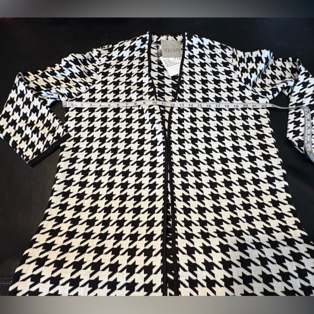 Kasper Black and White Houndstooth Open Front Topper Jacket/Cardigan XL NWT - Picture 10 of 13